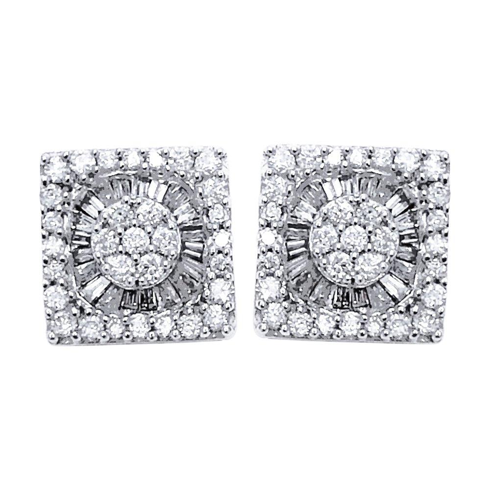 Radiant Baguette Square Diamond Earrings .75cttw 10K Yellow Gold HipHopBling