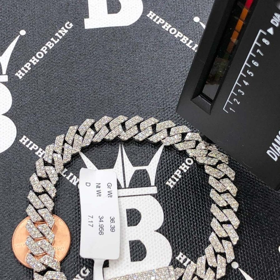 Real Diamond Cuban Bracelet 10MM Sharp Links 10K Yellow or White Gold 10K White Gold 8" Bracelet HipHopBling