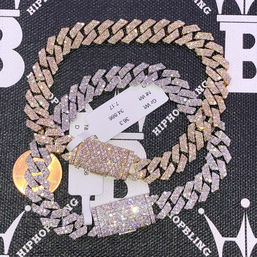 Real Diamond Cuban Bracelet 10MM Sharp Links 10K Yellow or White Gold 10K White Gold 8" Bracelet HipHopBling