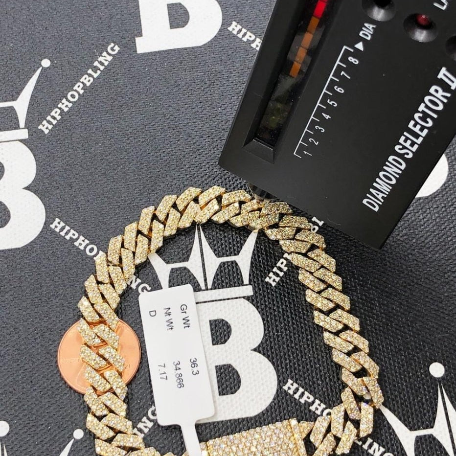 Real Diamond Cuban Bracelet 10MM Sharp Links 10K Yellow or White Gold 10K White Gold 8" Bracelet HipHopBling