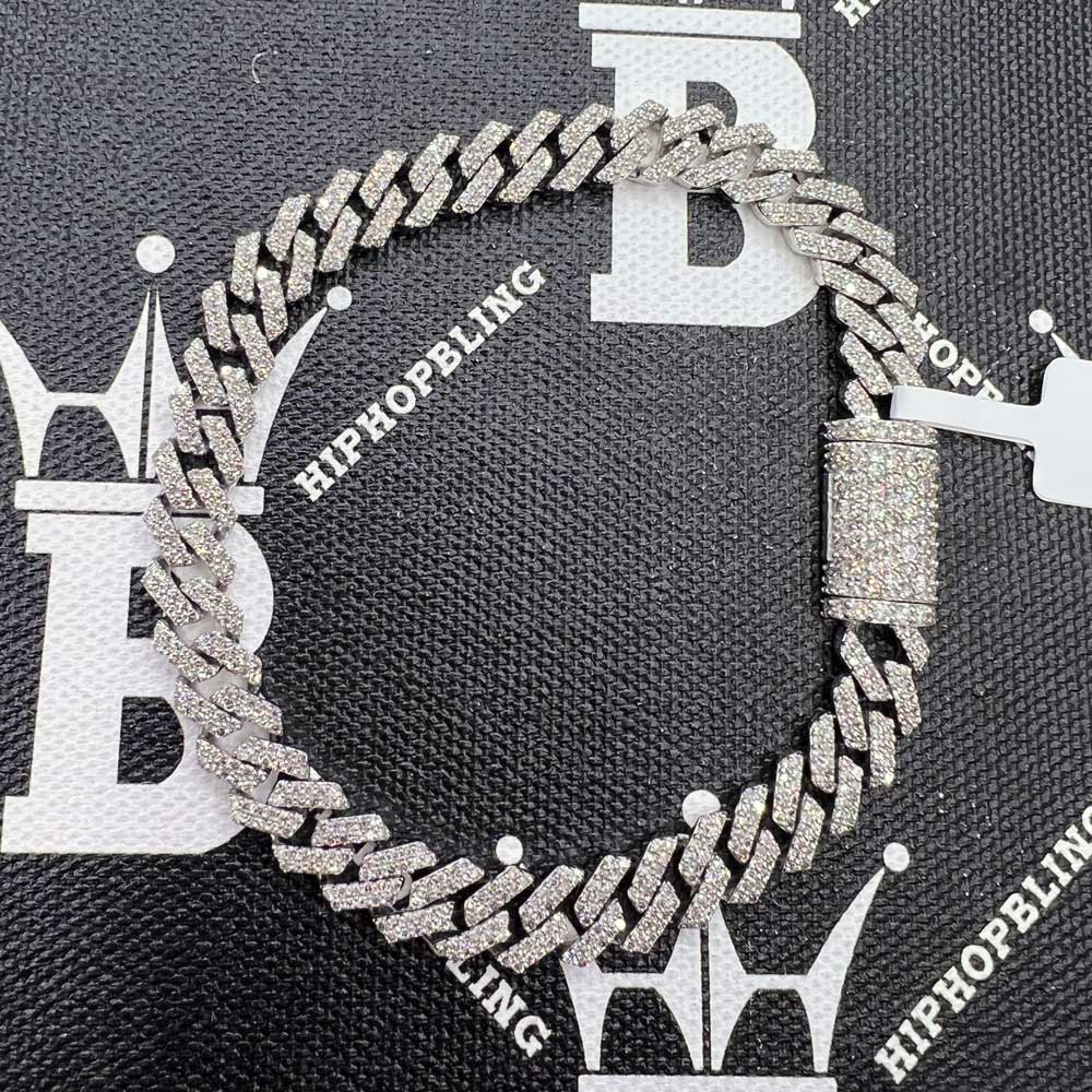 Real Diamond Cuban Bracelet 8MM Sharp Links 10K Yellow or White Gold 10K White Gold 8" Bracelet HipHopBling
