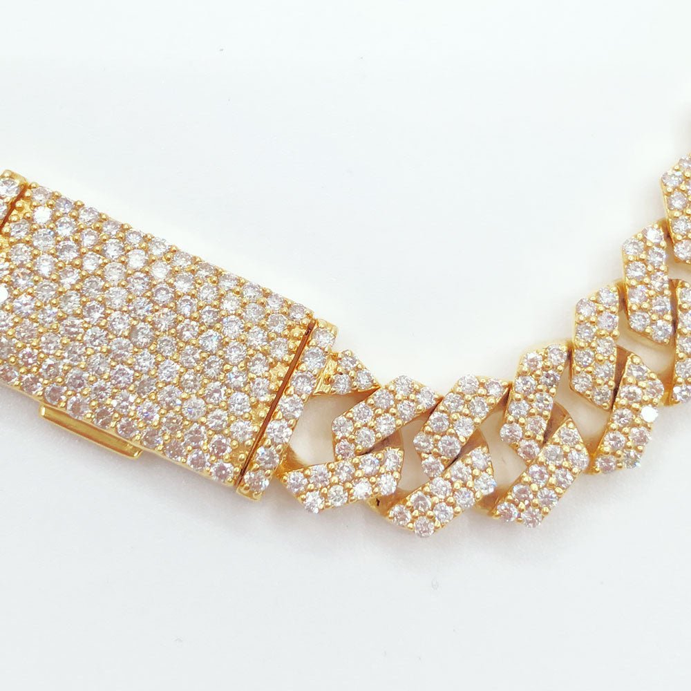 Real Diamond Cuban Chain 10MM Sharp Links 10K Yellow or White Gold 10K White Gold 22" HipHopBling