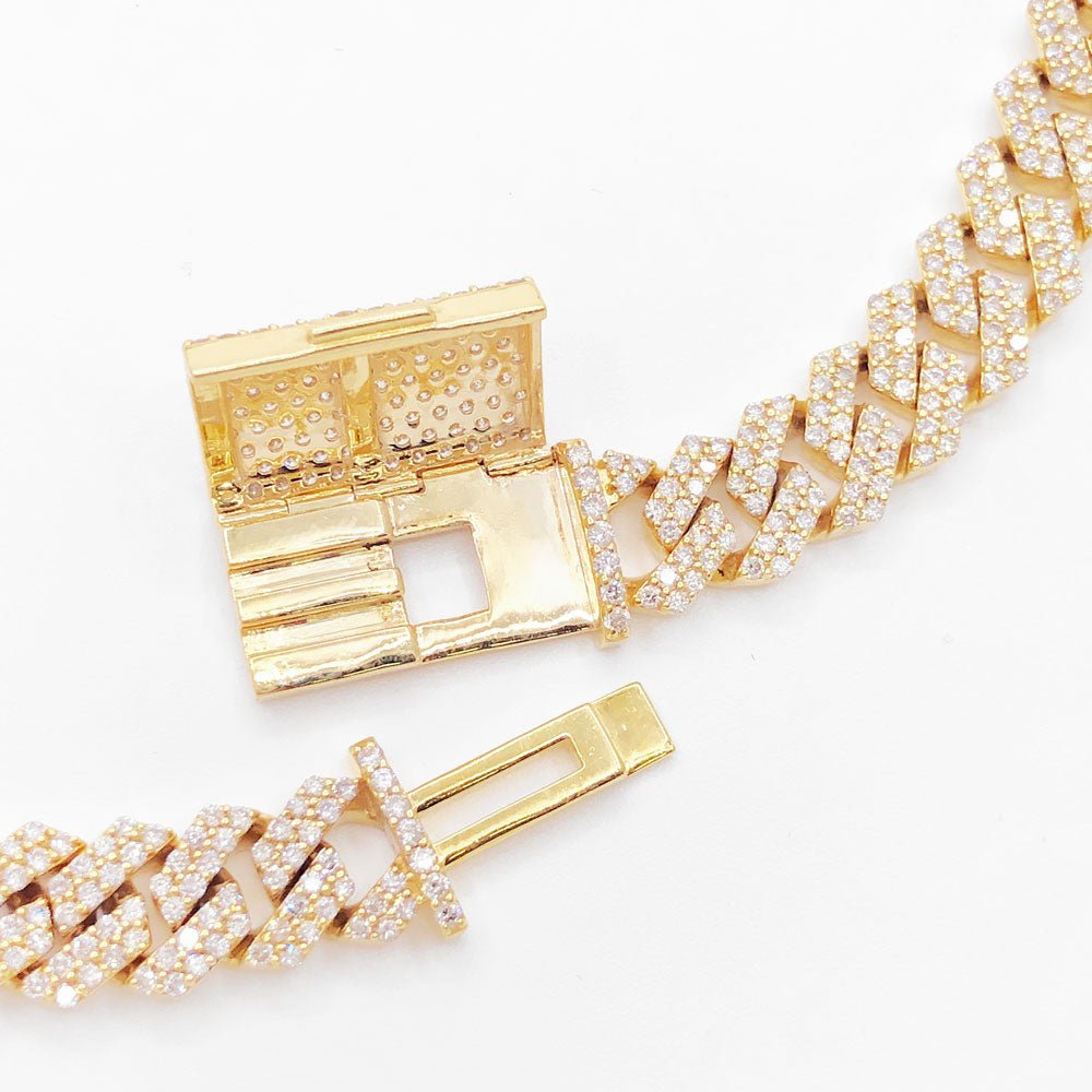 Real Diamond Cuban Chain 10MM Sharp Links 10K Yellow or White Gold 10K White Gold 22" HipHopBling