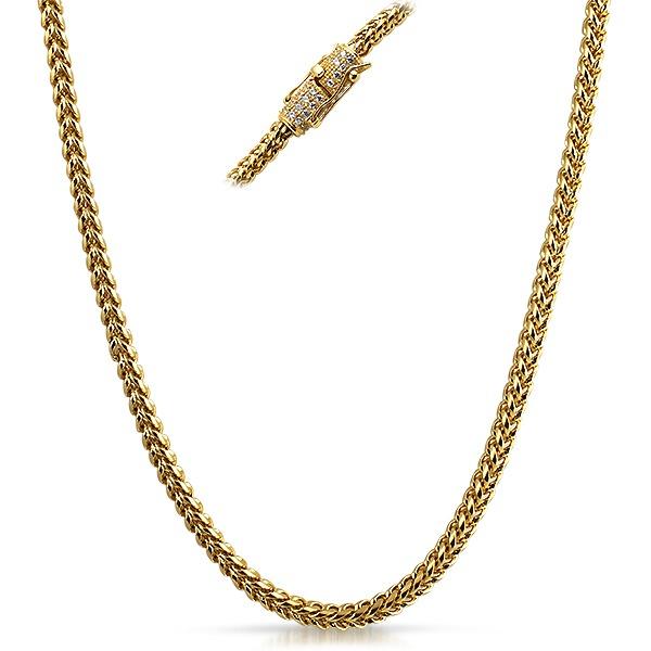 Real Diamond Stainless Steel Gold Hip Hop Chain 4MM HipHopBling