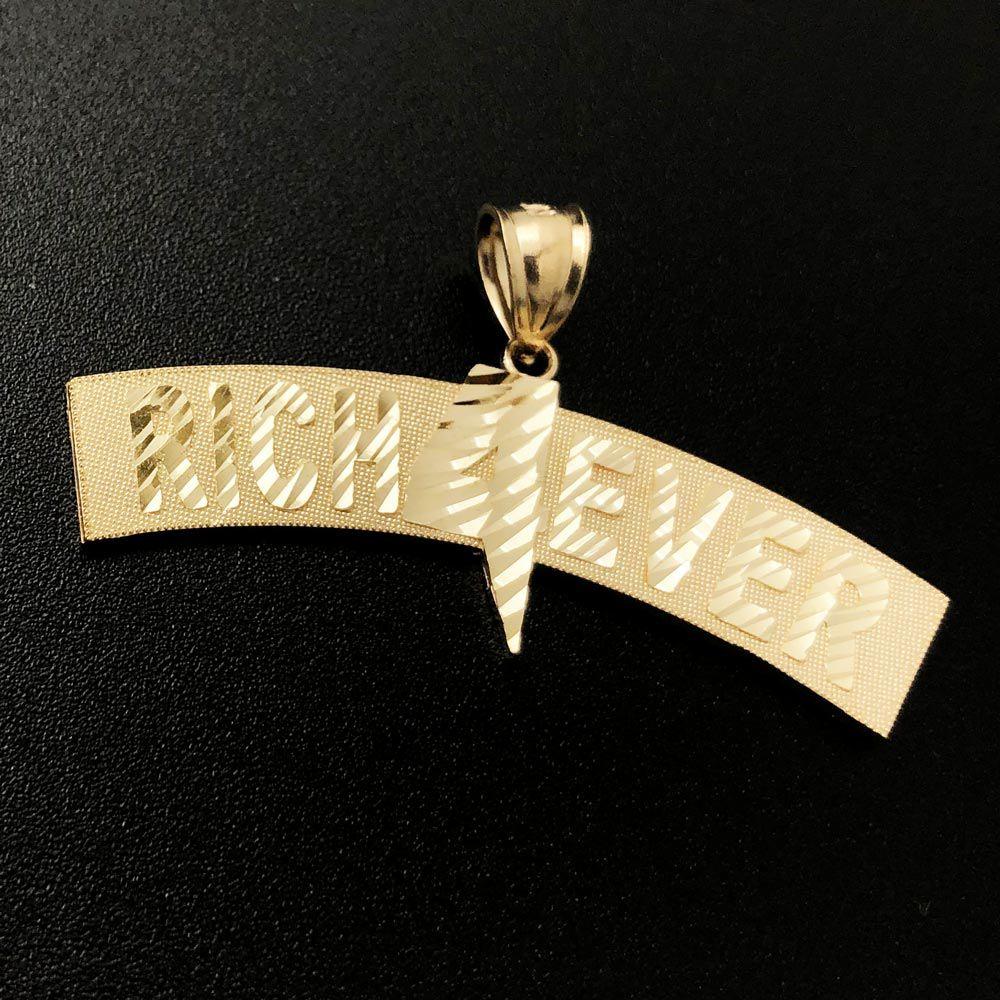 Rich 4 Ever Bar DC 10K Yellow Gold Pendant HipHopBling