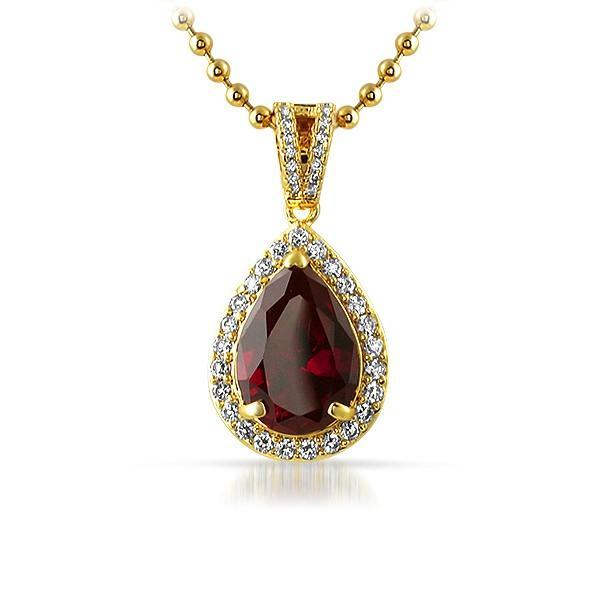 Rick Ross Style .925 Silver Red Gem Pendant Gold HipHopBling