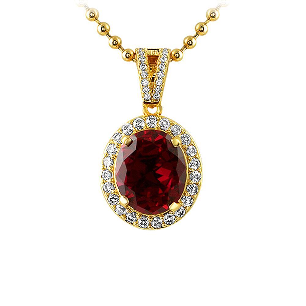 Rick Ross Style Oval Lab Ruby Hip Hop Pendant Pendant Only HipHopBling