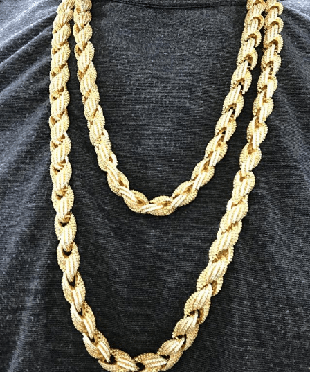 Rope CZ Bling Bling Chain 10MM Yellow Gold 18" HipHopBling