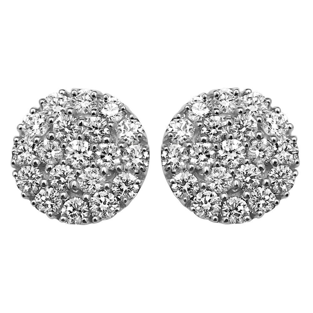 Round 11MM Micro Pave Diamond Earrings 1.65cttw 10K Yellow Gold HipHopBling