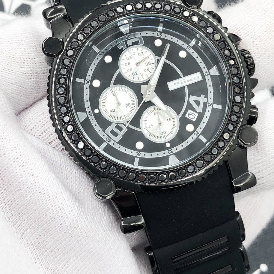 Rubber Strap 2.25 Carat Black Diamond Hip Hop Watch JoJino HipHopBling