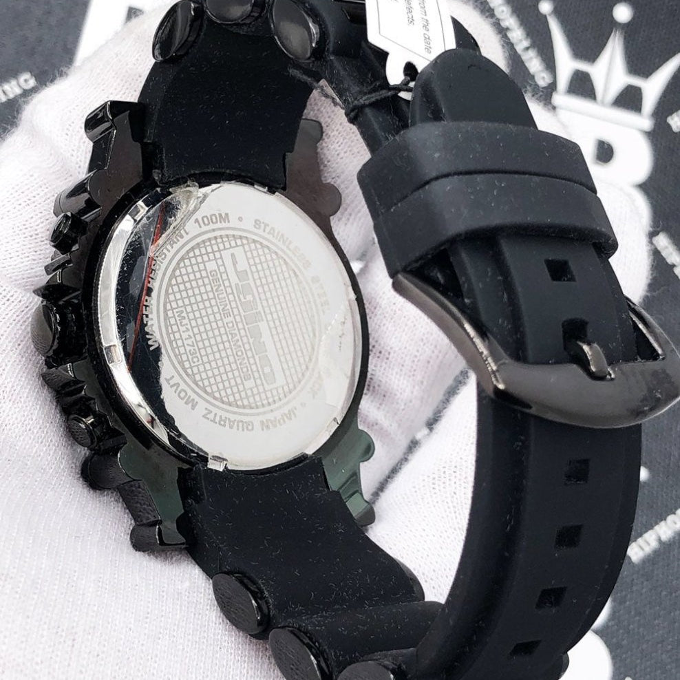 Rubber Strap 2.25 Carat Black Diamond Hip Hop Watch JoJino HipHopBling