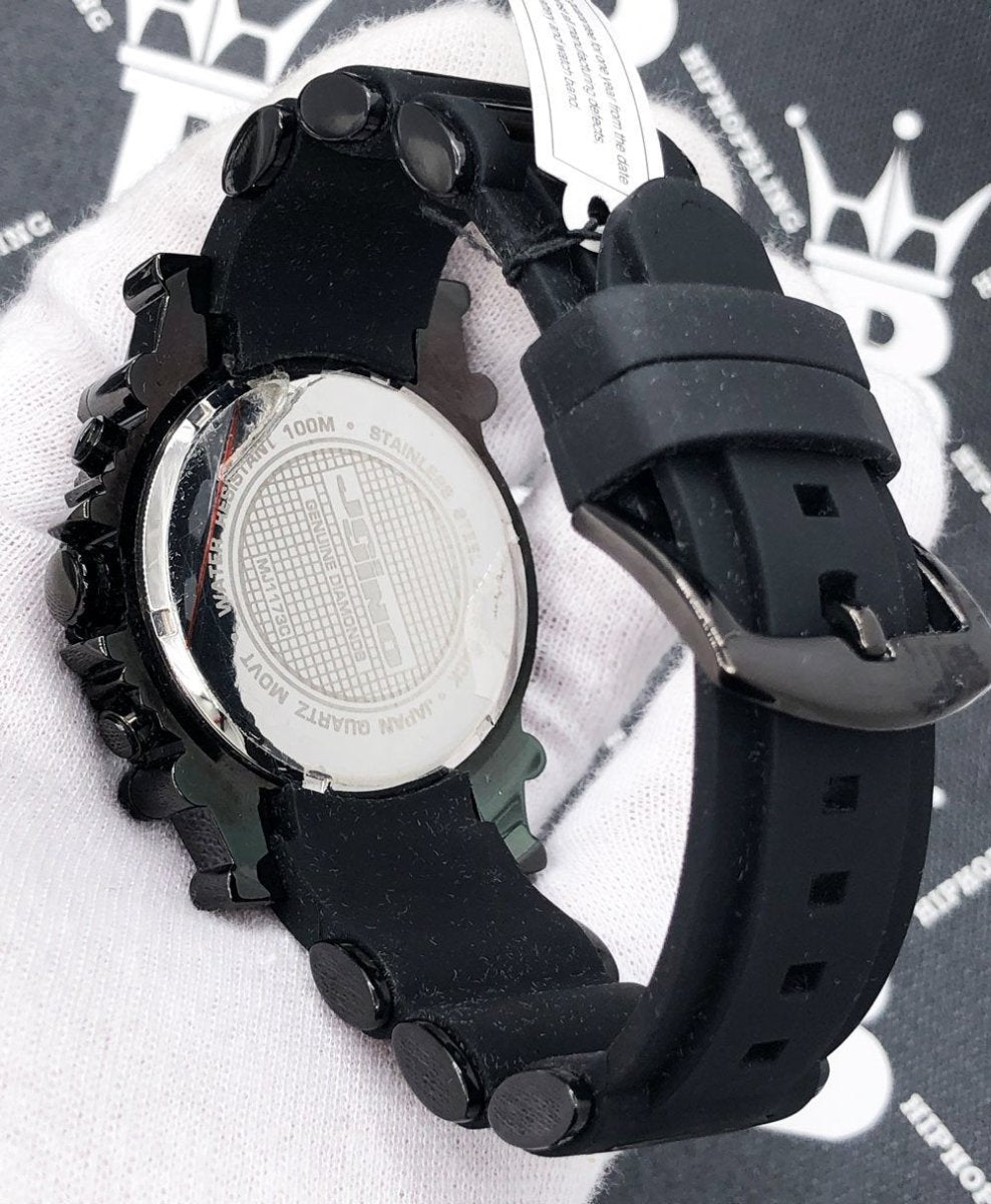 Rubber Strap 2.25 Carat Black Diamond Hip Hop Watch JoJino HipHopBling