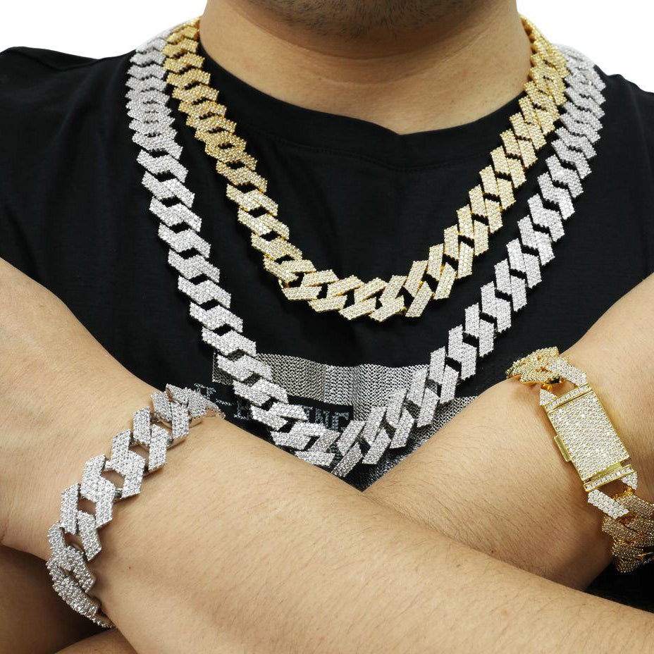 Sharp 19MM Cuban Iced Out Chain White Gold 20" HipHopBling