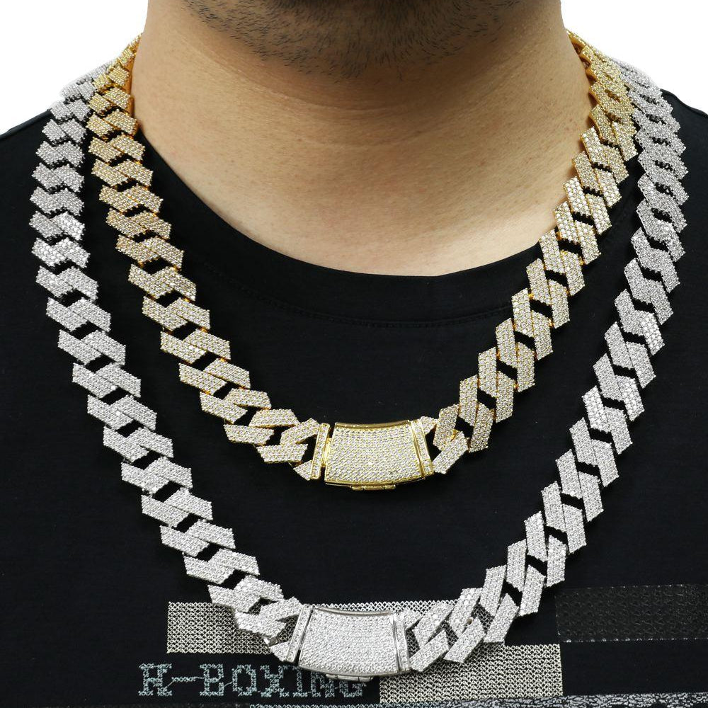 Sharp 19MM Cuban Iced Out Chain White Gold 20" HipHopBling