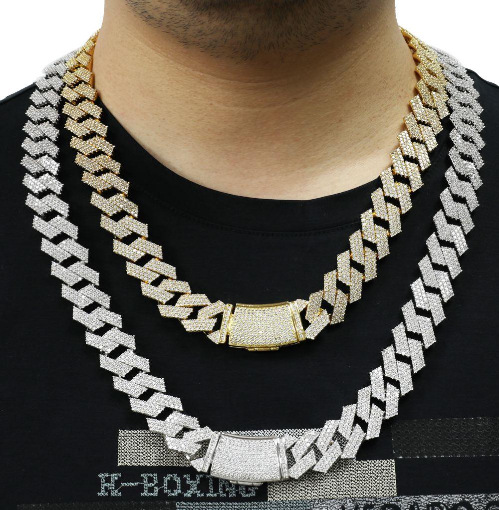 Sharp 19MM Cuban Iced Out Chain White Gold 20" HipHopBling
