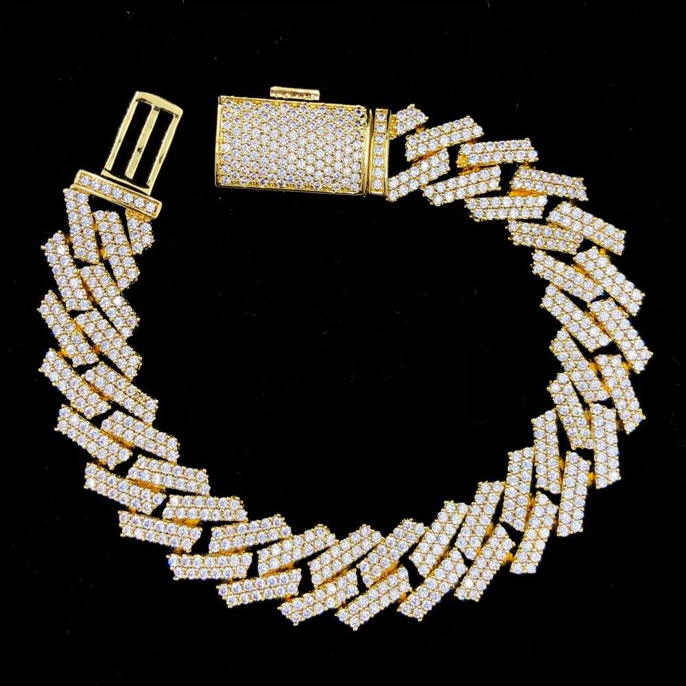 Sharp Cuban Link Hip Hop Bling Bling 14MM Bracelet Yellow Gold 7" HipHopBling