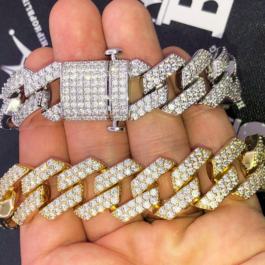 Sharp Cuban Link Hip Hop Bling Bling 20MM Bracelet Yellow Gold 7" HipHopBling