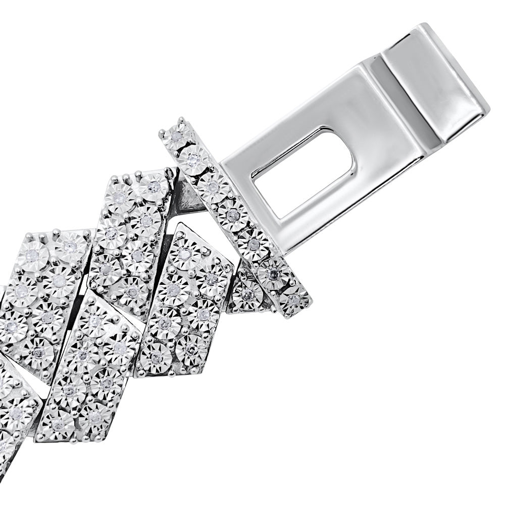 Sharp Cuban Miracle Set Real Diamond Bracelet .925 Sterling Silver | 4 Sizes 13MM HipHopBling