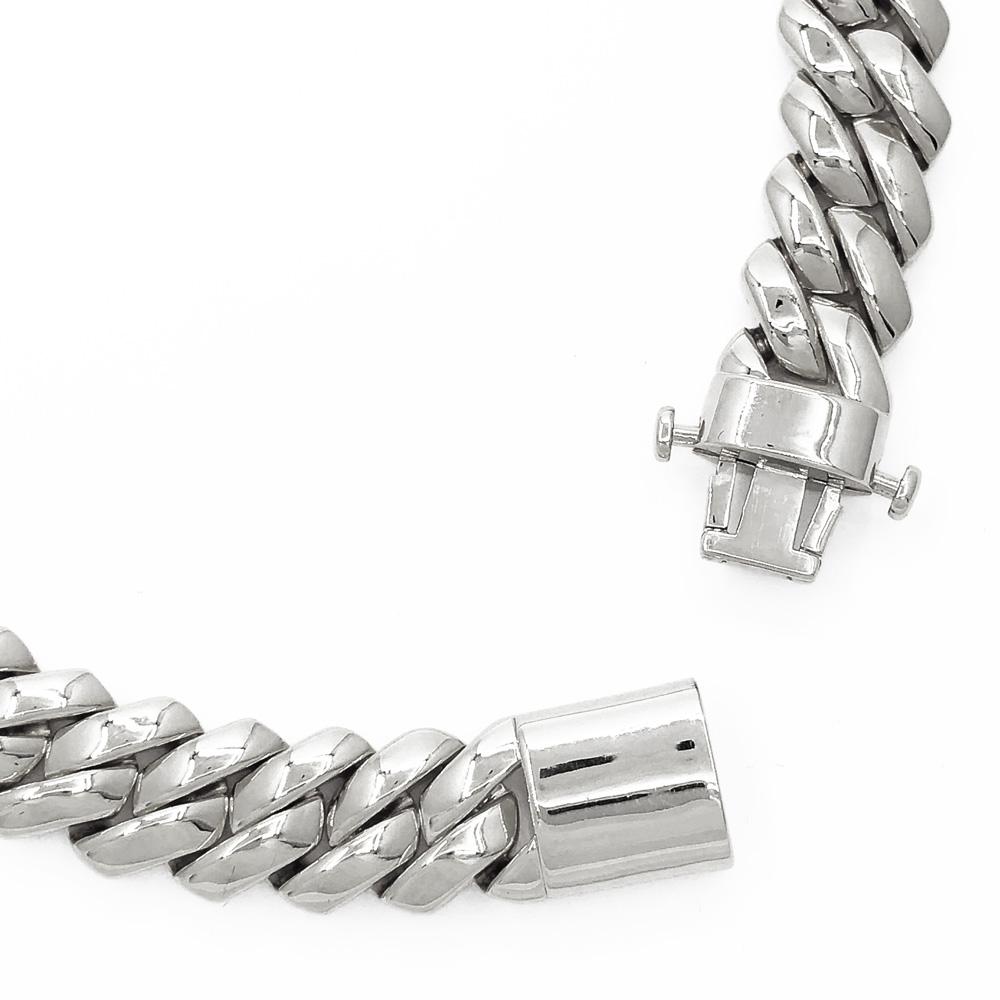Sharp Cuban Polished Hip Hop Chain White Gold 18" HipHopBling