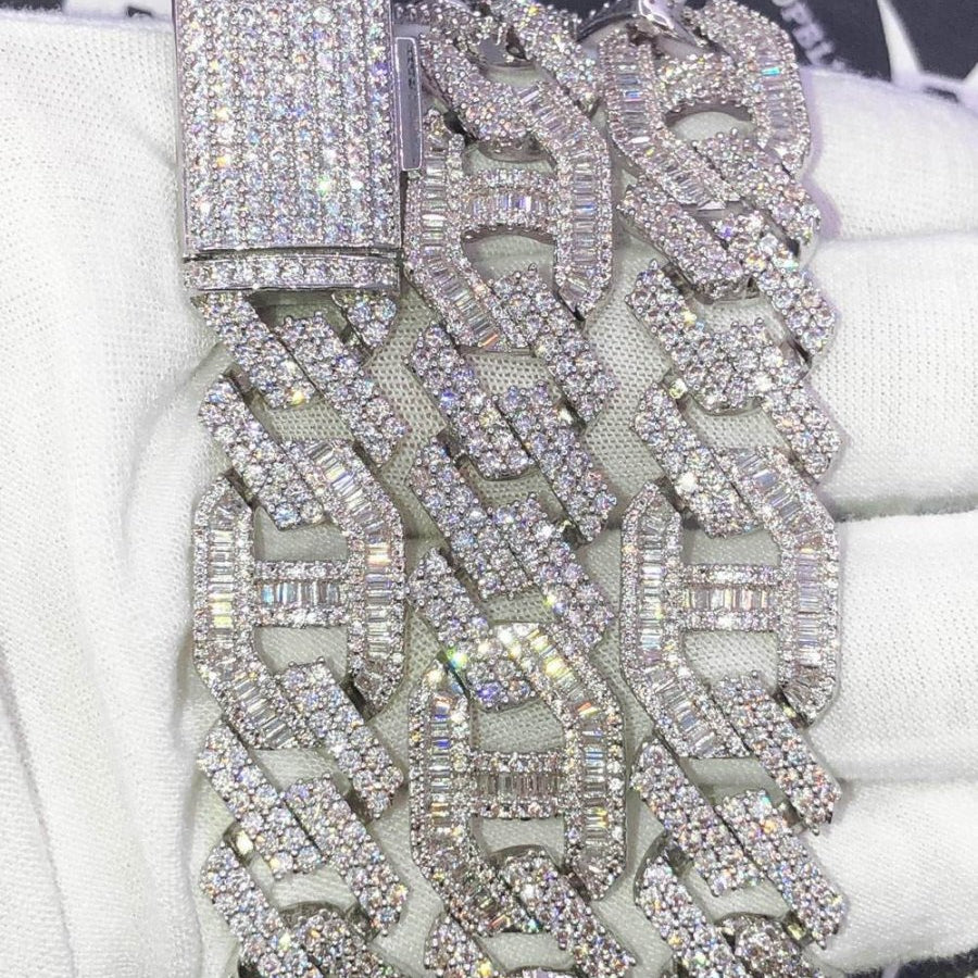Sharp Mariner Figaro Bling Bling CZ Iced Out Chain White Gold 20" HipHopBling