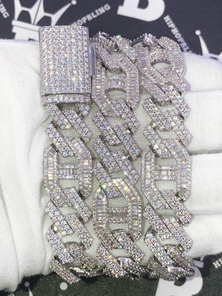 Sharp Mariner Figaro Bling Bling CZ Iced Out Chain White Gold 20" HipHopBling