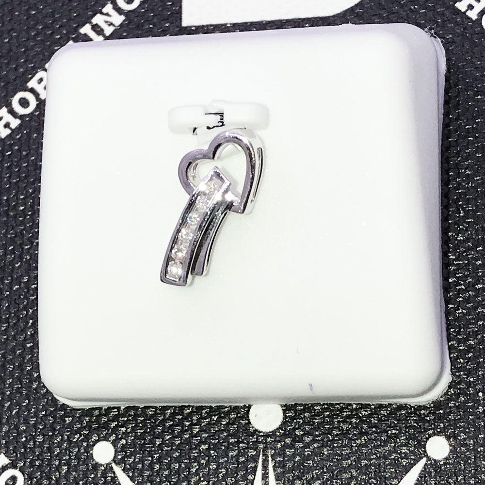 Shooting Heart Diamond .08 Carat Pendant 14K White Gold HipHopBling