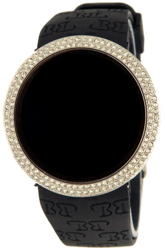 Silver Bling Bling Touch Screen Digital Watch Black Band HipHopBling