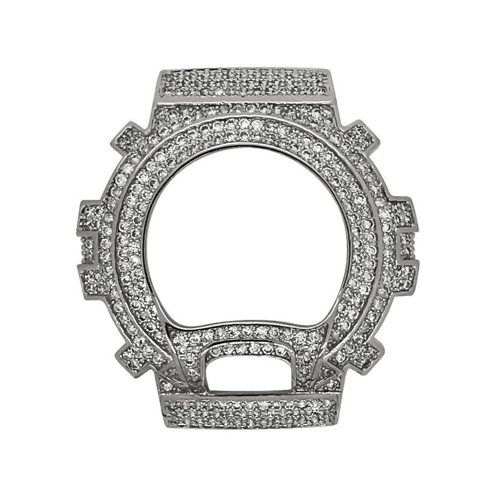 Silver CZ Bling Bling Case Bezel for G Shock DW6900 HipHopBling