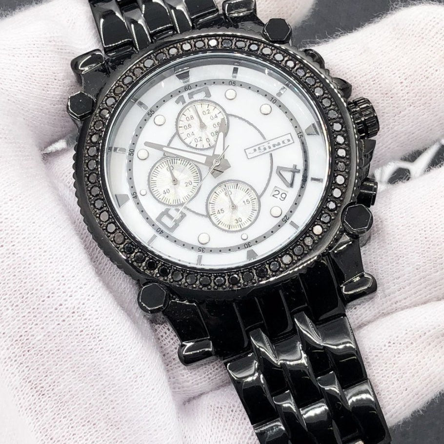Silver Dial Classic 2.25 Carat Black Diamond Hip Hop Watch JoJino HipHopBling