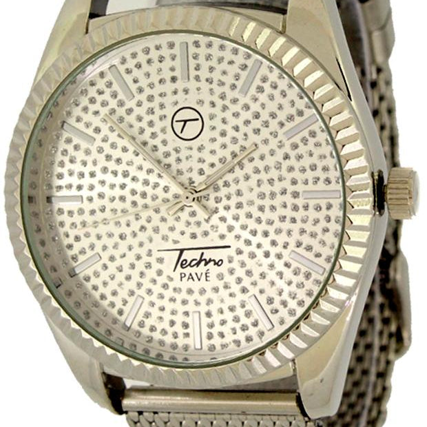 Silver Presidential Watch with Mesh Band HipHopBling