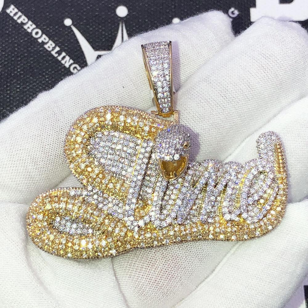 Slime Snake Bling Bling CZ Iced Out Pendant Yellow Gold HipHopBling