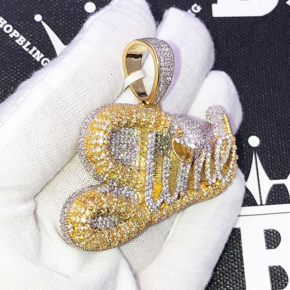Slime Snake Bling Bling CZ Iced Out Pendant Yellow Gold HipHopBling