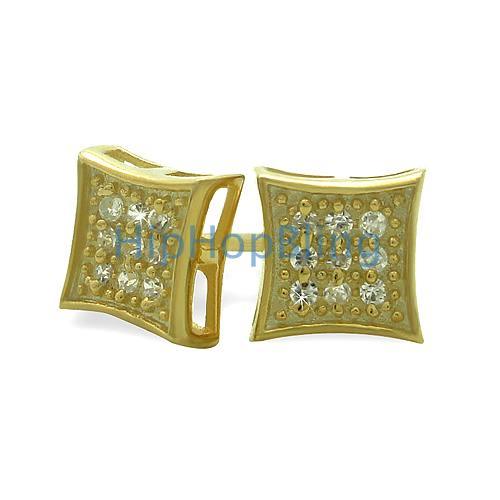 SM Kite Gold Vermeil CZ Micro Pave Earrings .925 Silver HipHopBling