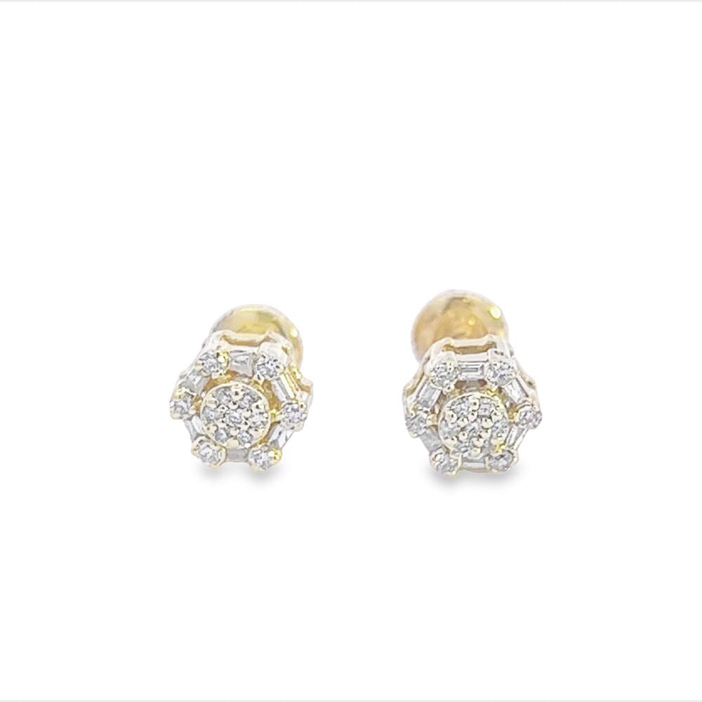 Small Baguette Hexagon Diamond Earrings .22cttw 10K Gold HipHopBling