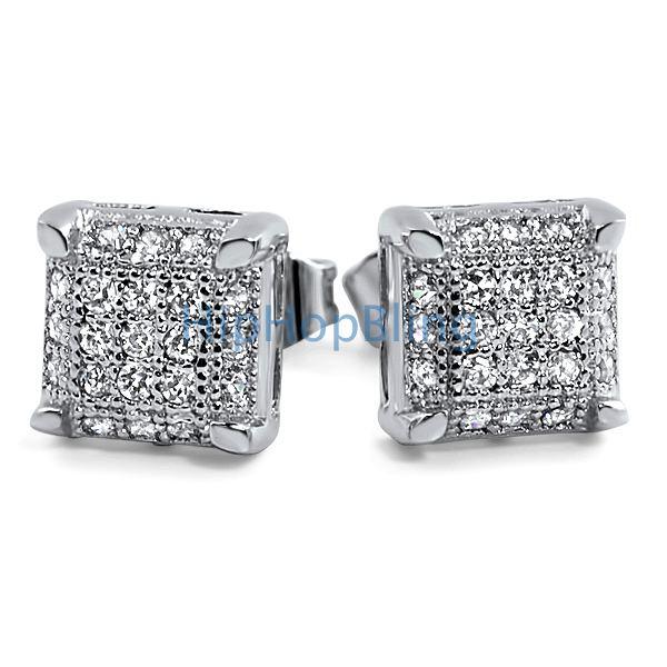 Small Cube CZ Micro Pave Bling Earrings HipHopBling