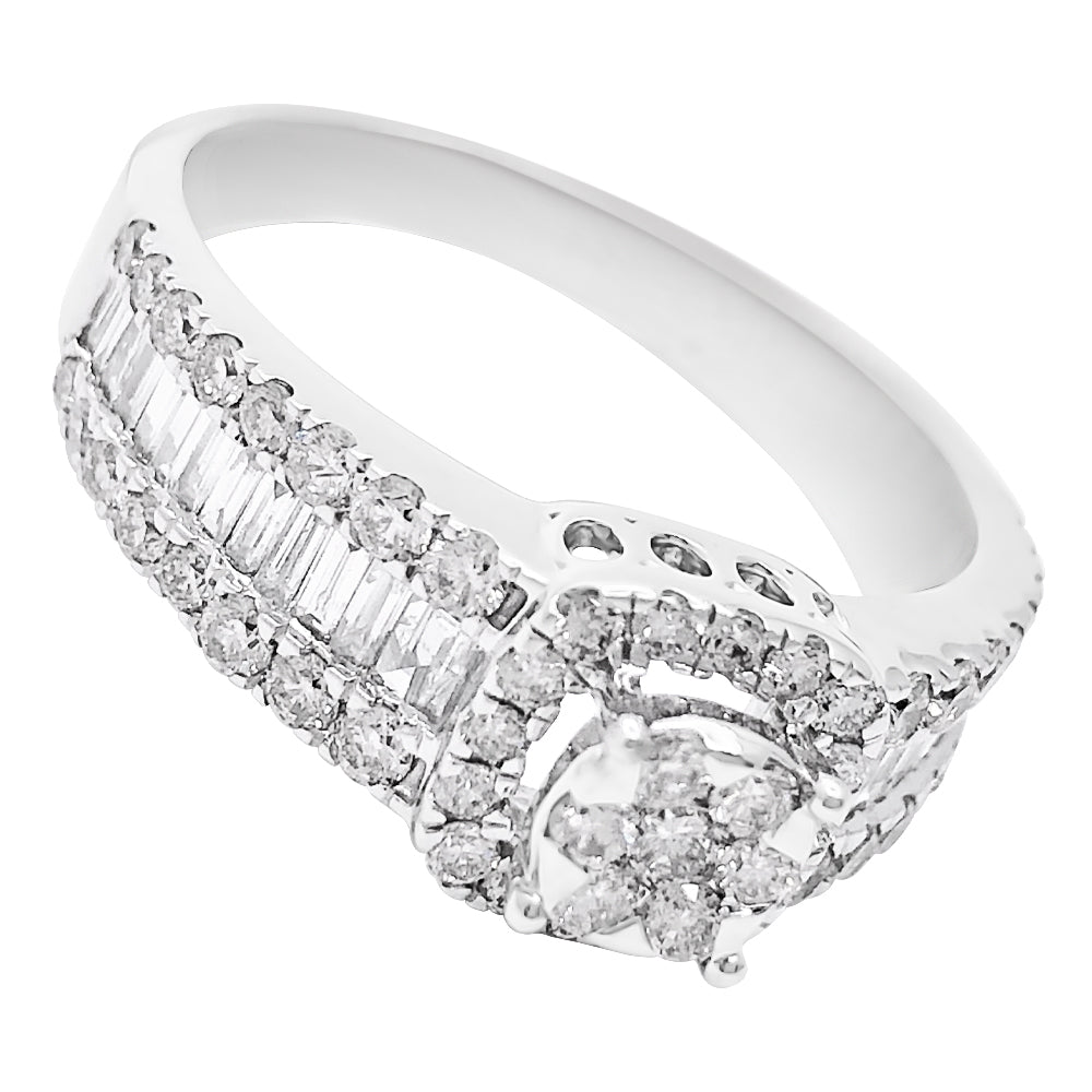 Solitaire Baguette Diamond Ring 1.37cttw 10K White Gold HipHopBling