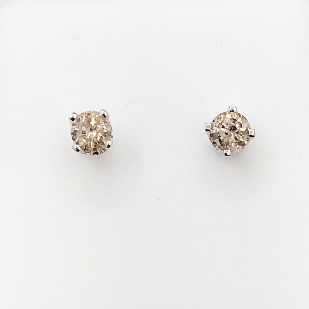 Solitaire Diamond Stud Earrings .20cttw 14K White Gold HipHopBling