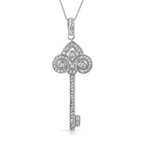 Spade Key .925 Sterling Silver Micro Pave CZ Pendant Pendant Only HipHopBling