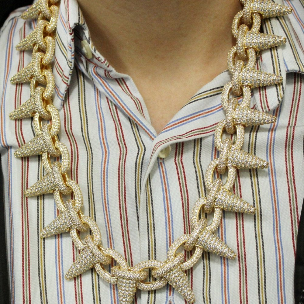 Spiked Rolo Gold CZ Bling Bling Hip Hop Chain HipHopBling