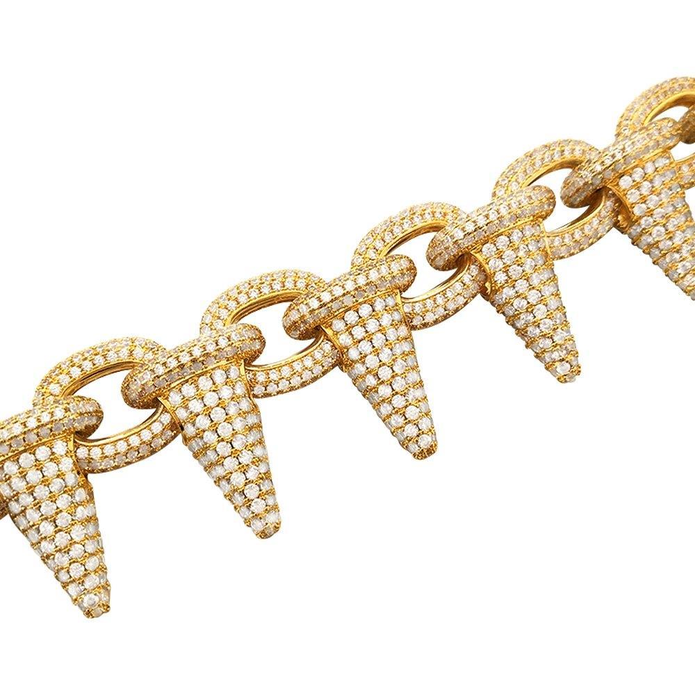 Spiked Rolo Gold CZ Bling Bling Hip Hop Chain HipHopBling