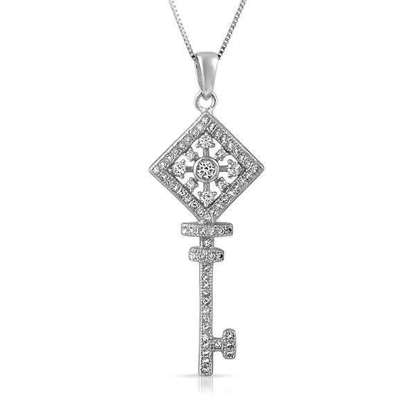 Square Wheel Key CZ .925 Sterling Silver Pendant Pendant Only HipHopBling