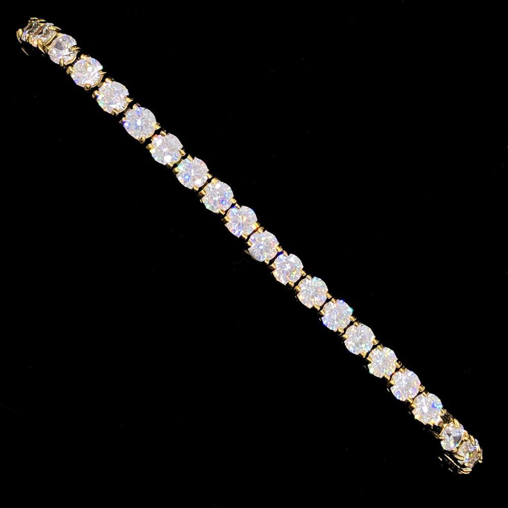 Stainless Steel VVS Iced Out Tennis Bracelet 4MM Yellow Gold 8" HipHopBling