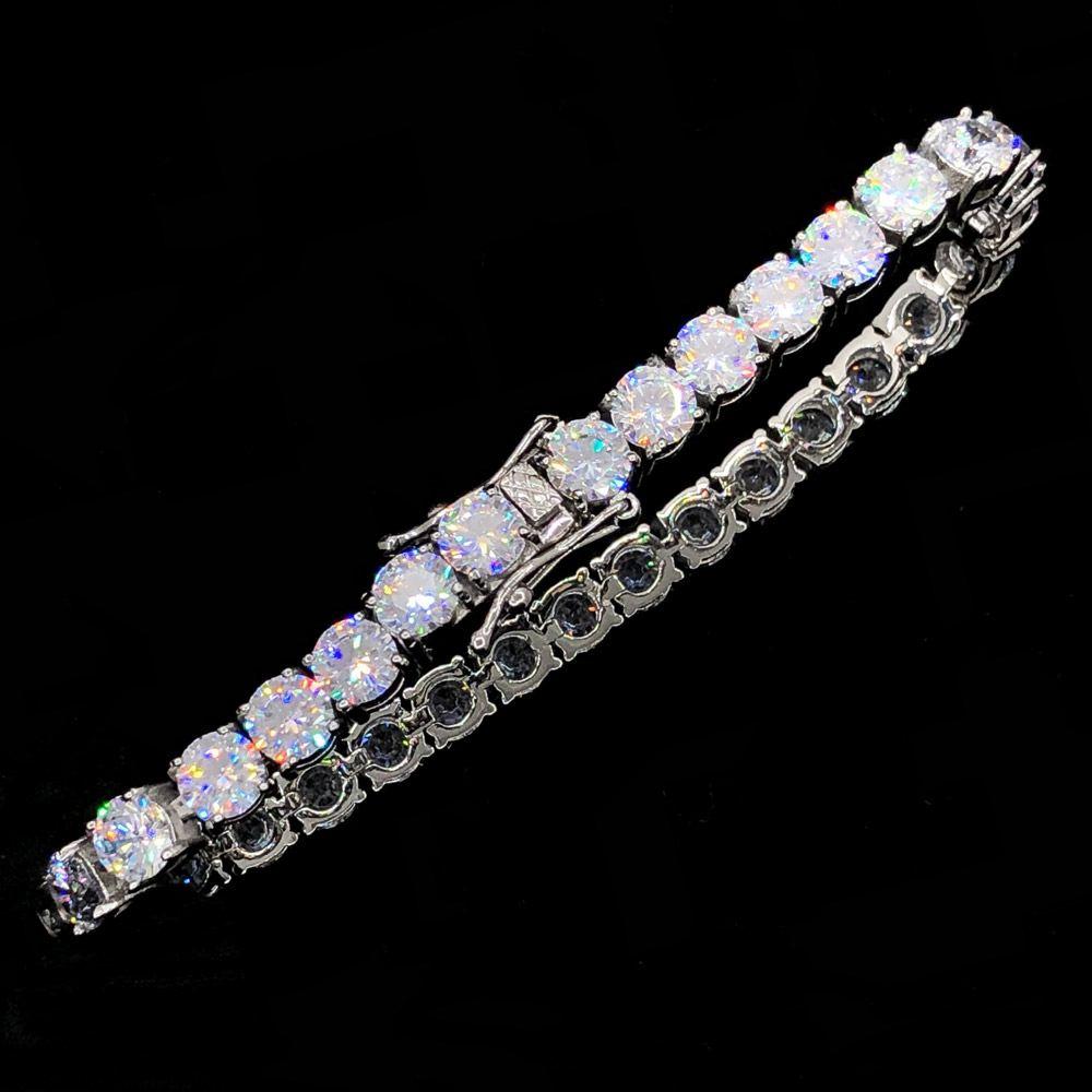 Stainless Steel VVS Iced Out Tennis Bracelet 6MM White Gold 8" HipHopBling