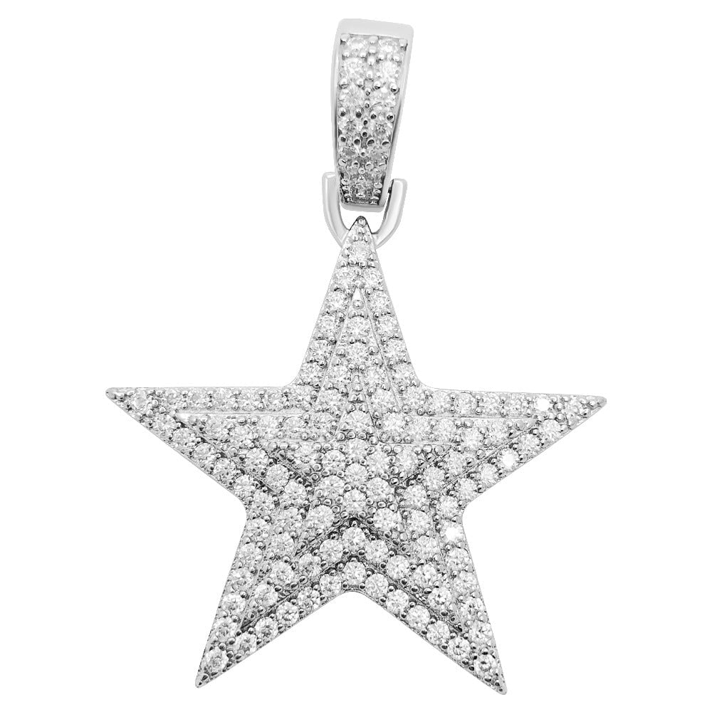 Star Layered 2.00 Carat VVS Moissanite Pendant .925 Sterling Silver HipHopBling