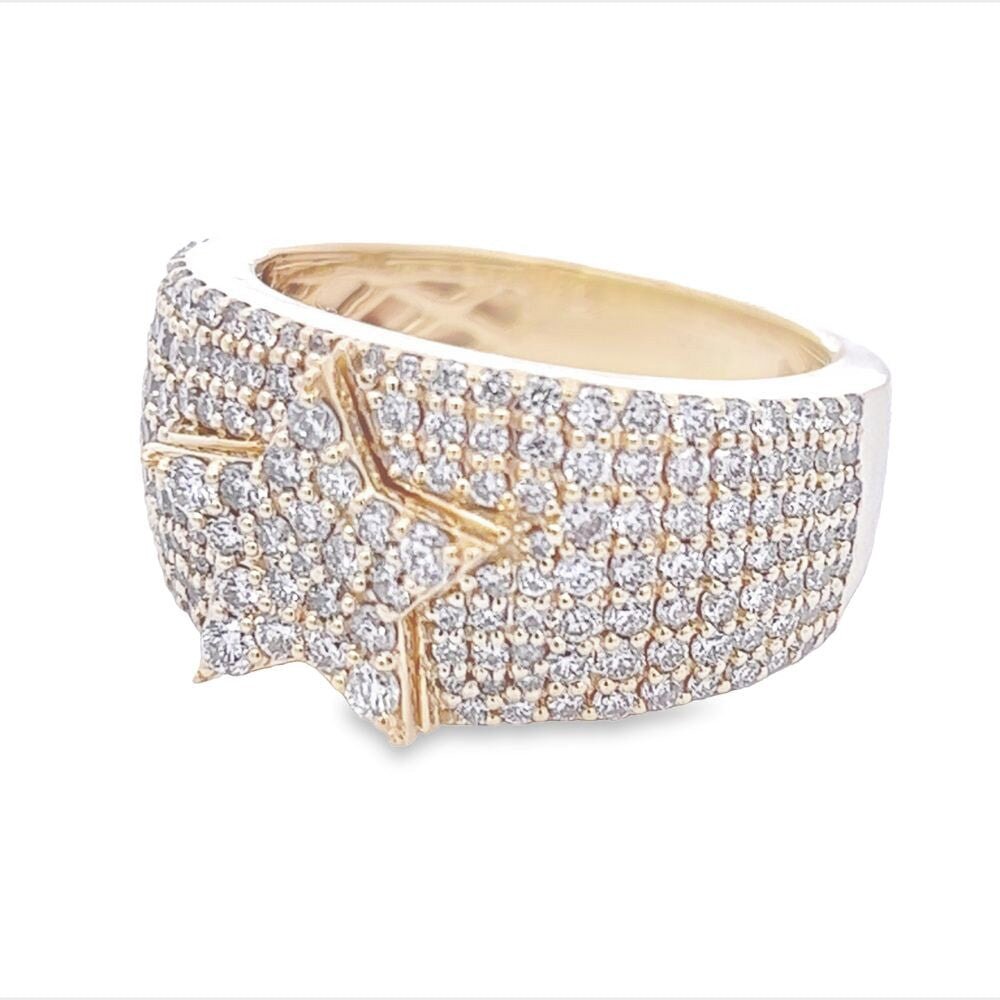 Star Pave Diamond Ring 2.35cttw 10K Gold 10K Yellow Gold HipHopBling