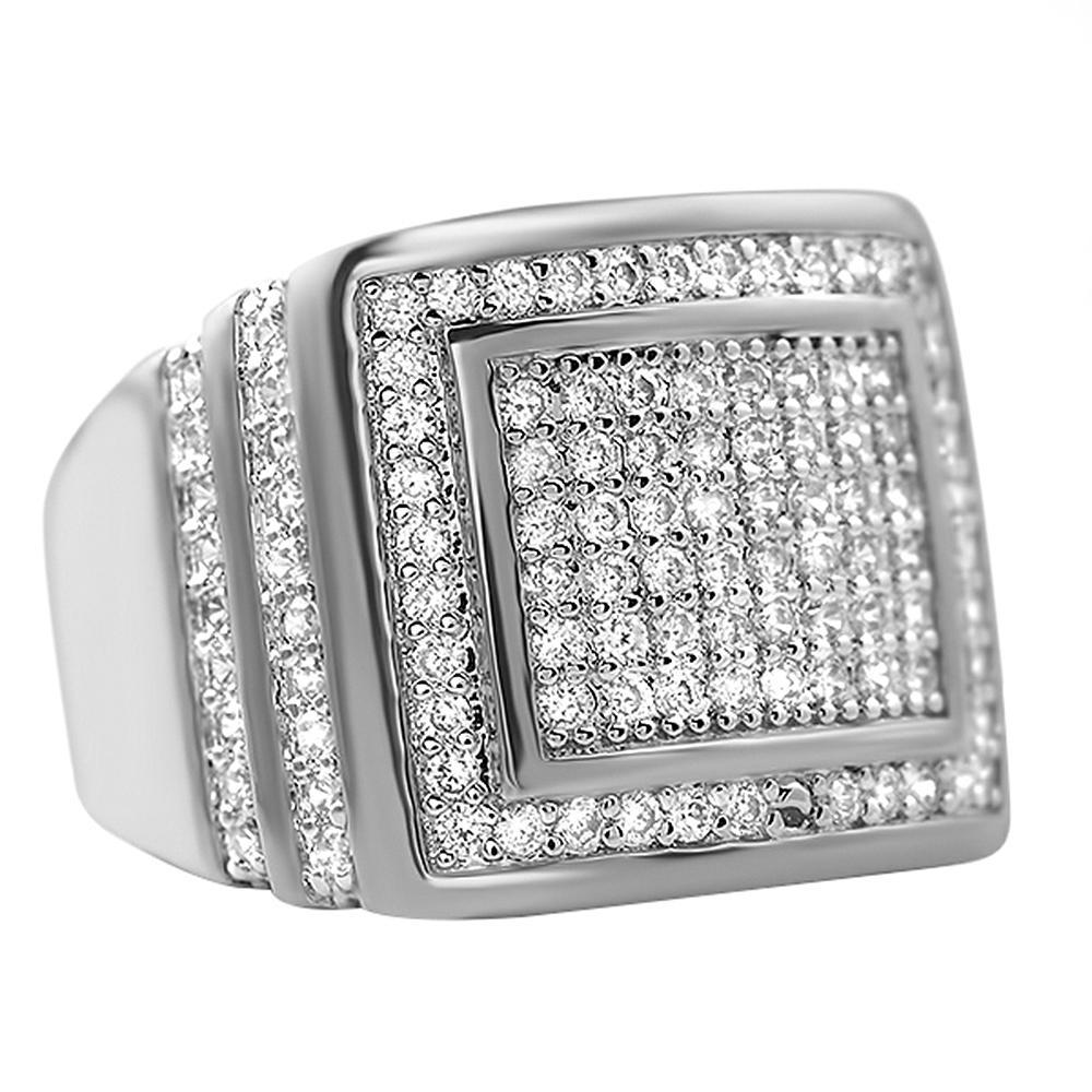 Step Up Rhodium CZ Iced Out Ring 7 HipHopBling