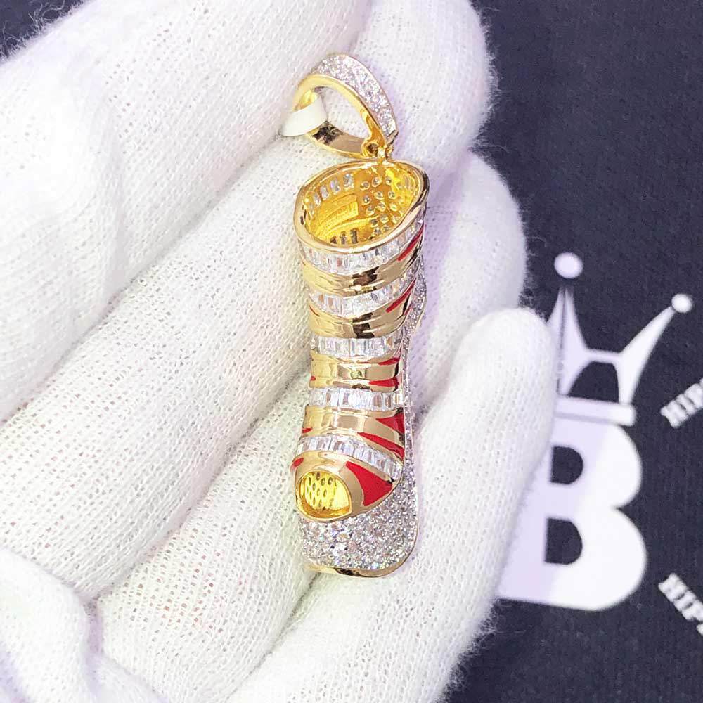 Stiletto High Heel 3D Shoe CZ Hip Hop Bling Bling Pendant White Gold HipHopBling