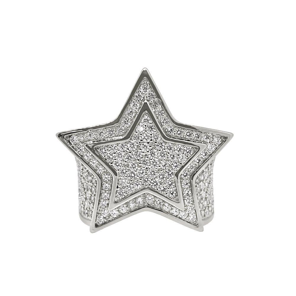 Super Star Rhodium CZ Bling Bling Ring 7 HipHopBling