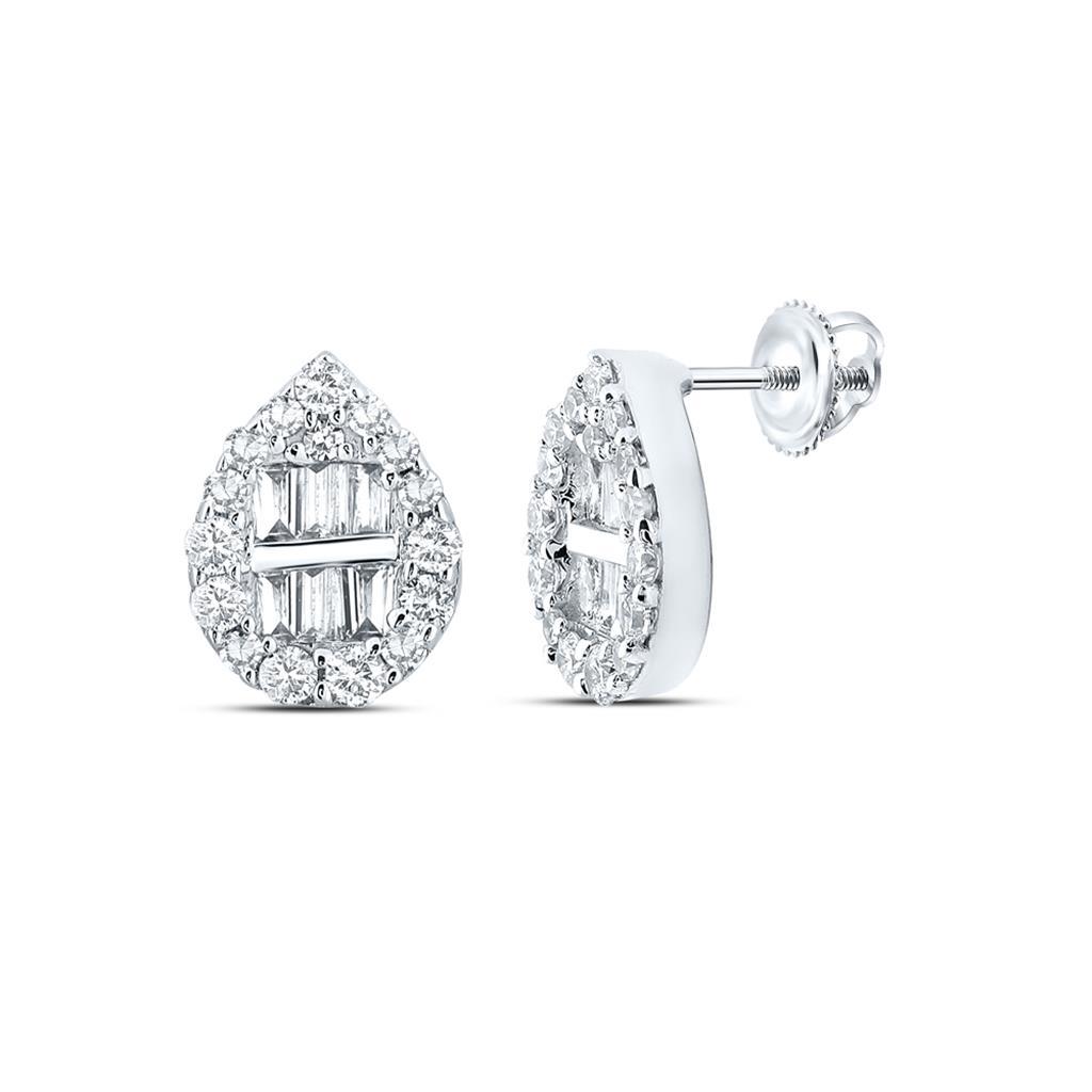 Tear Drop Pear Baguette Diamond Earrings .25cttw 10K Gold 10K White Gold HipHopBling
