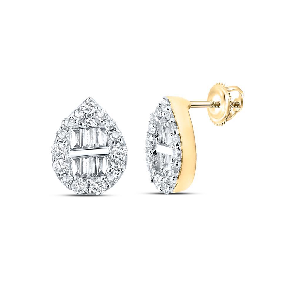 Tear Drop Pear Baguette Diamond Earrings .25cttw 10K Gold 10K Yellow Gold HipHopBling